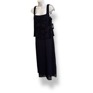 Alex Evenings Navy Sparkle Maxi Dress - NWT
